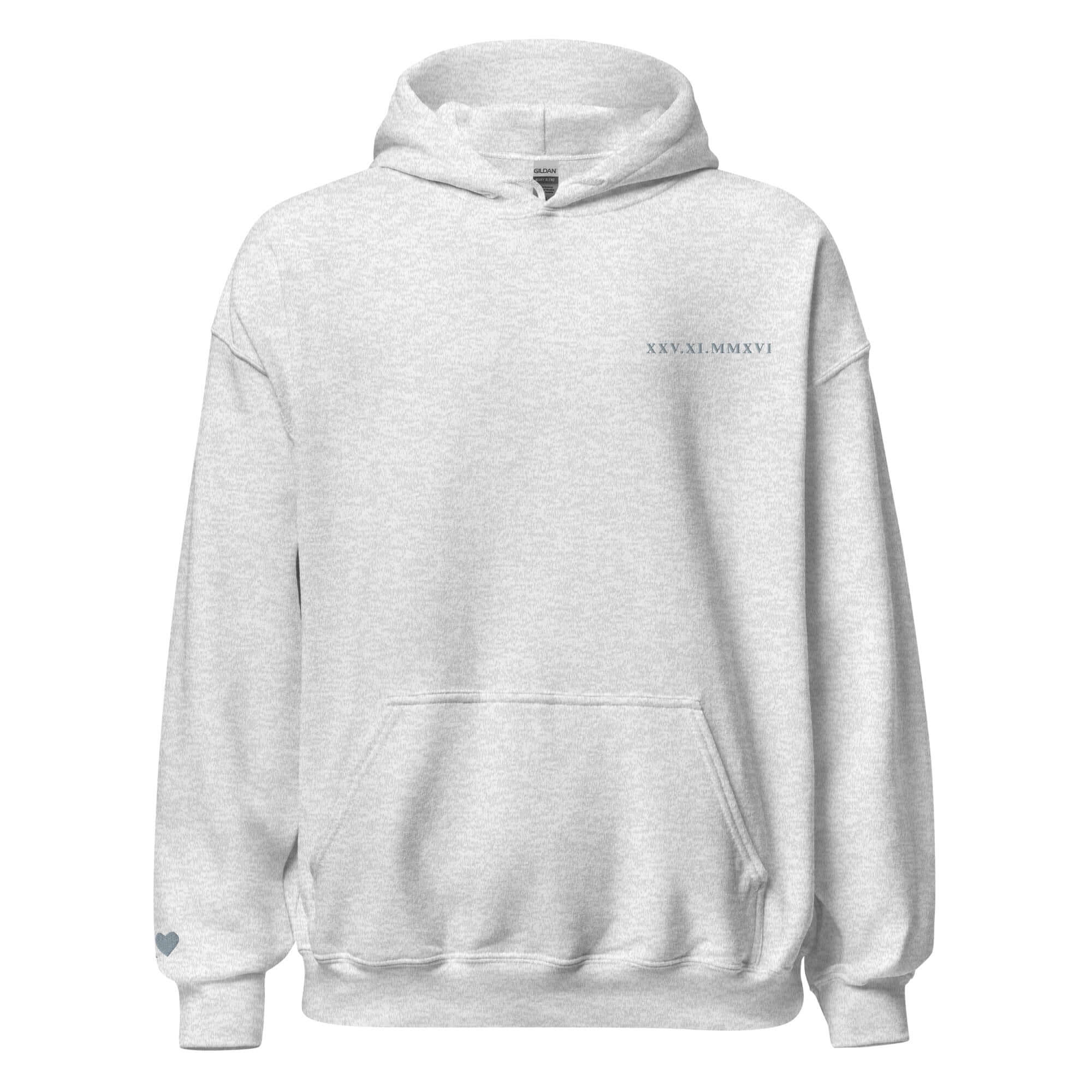 Roman Numeral Date Hoodie – Personalized Embroidered Hoodie, Couples or Friend Gift
