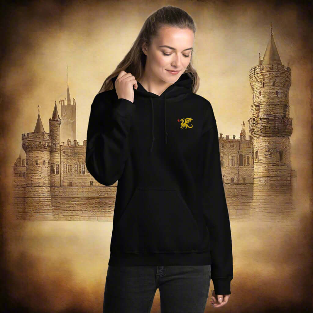 Dragon Hoodie – Personalized Embroidered Hoodie, Medieval Fantasy Gift for Him or Her