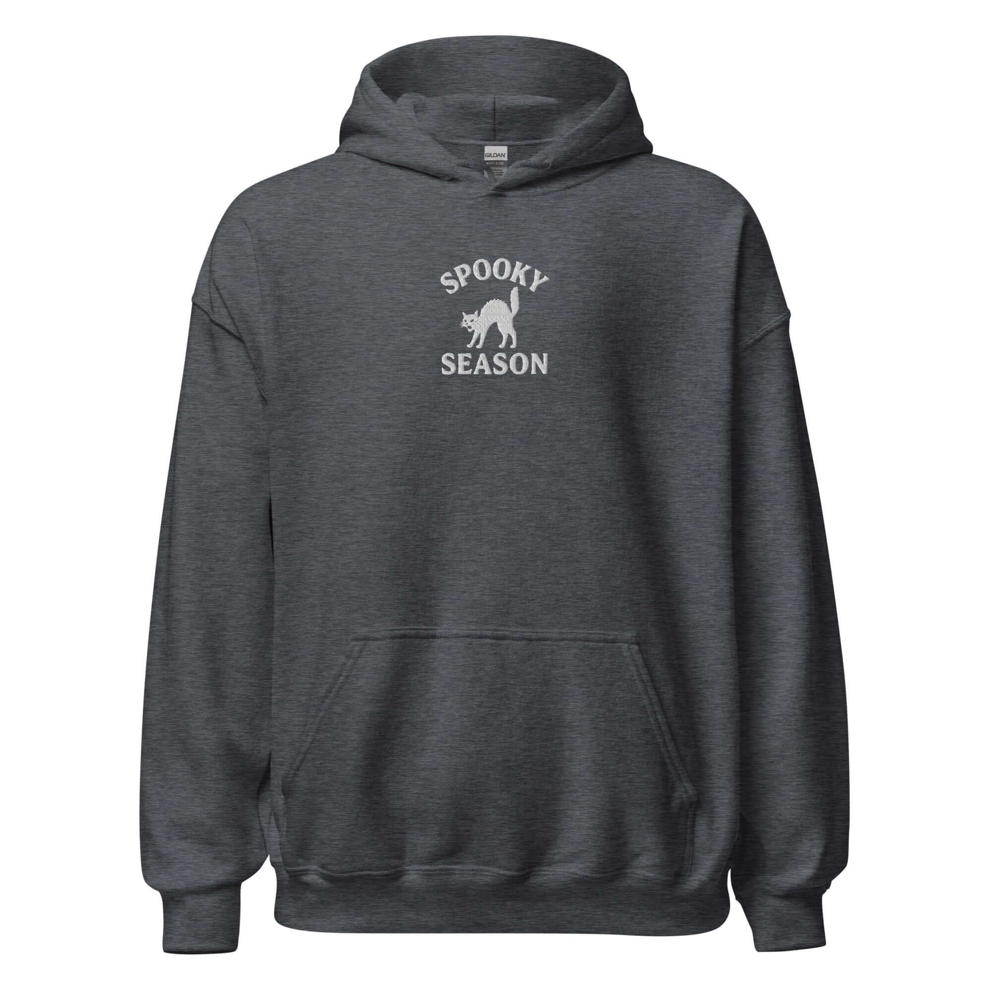Spooky Season Hoodie – Embroidered Halloween Hoodie, Black Cat Gift