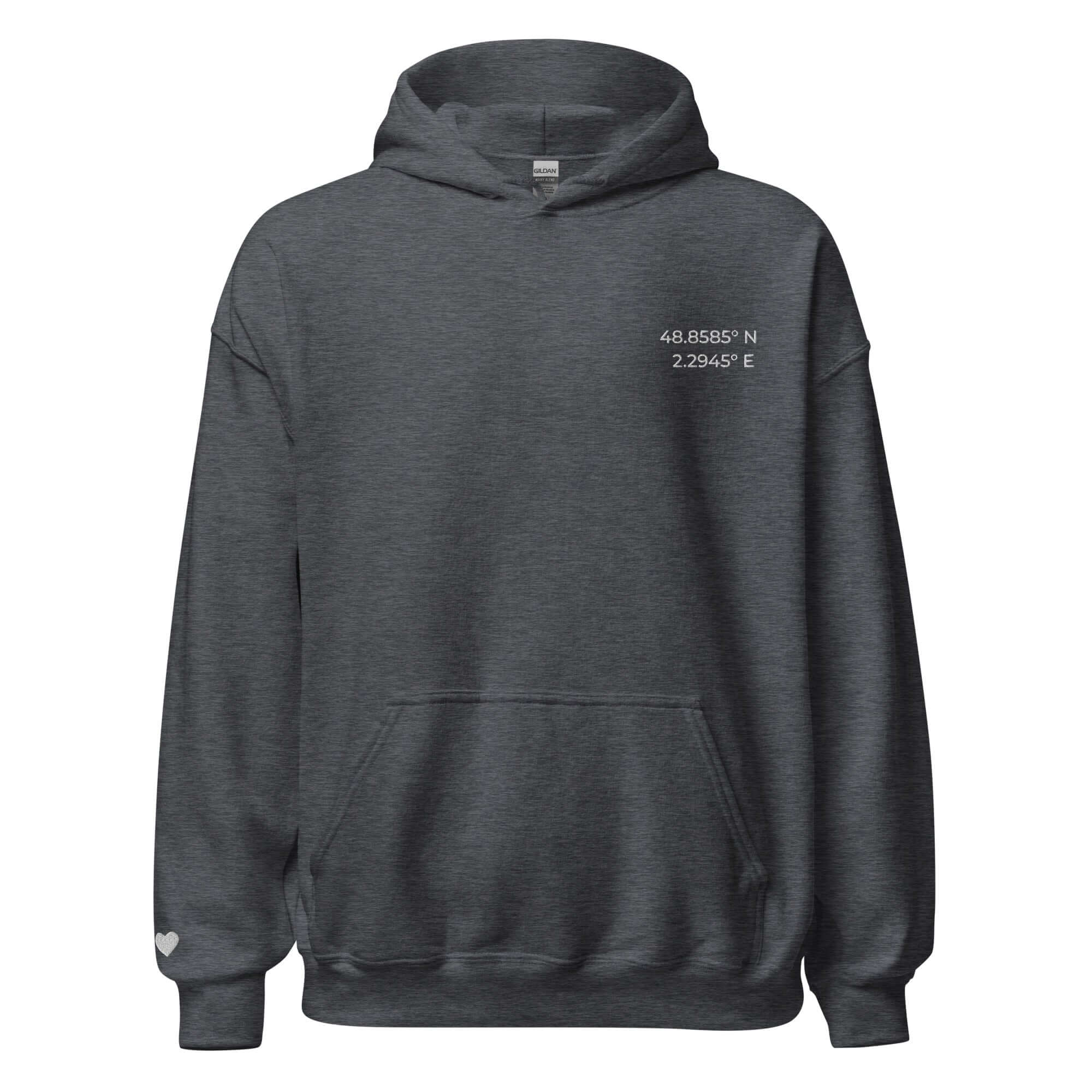 Coordinates Hoodie – Personalized Embroidered Hoodie, Meaningful Gift