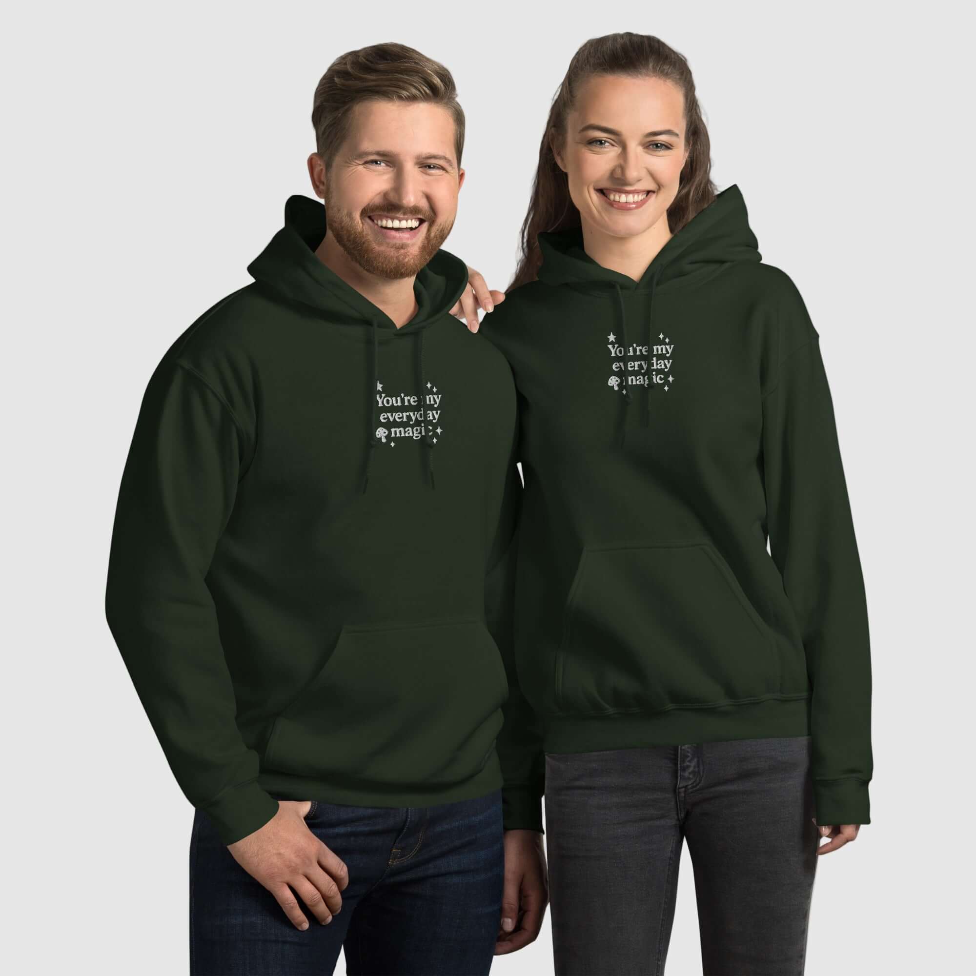 Everyday Magic Mushroom Hoodie – Personalized Embroidered Sweatshirt, Couples or Family Gift