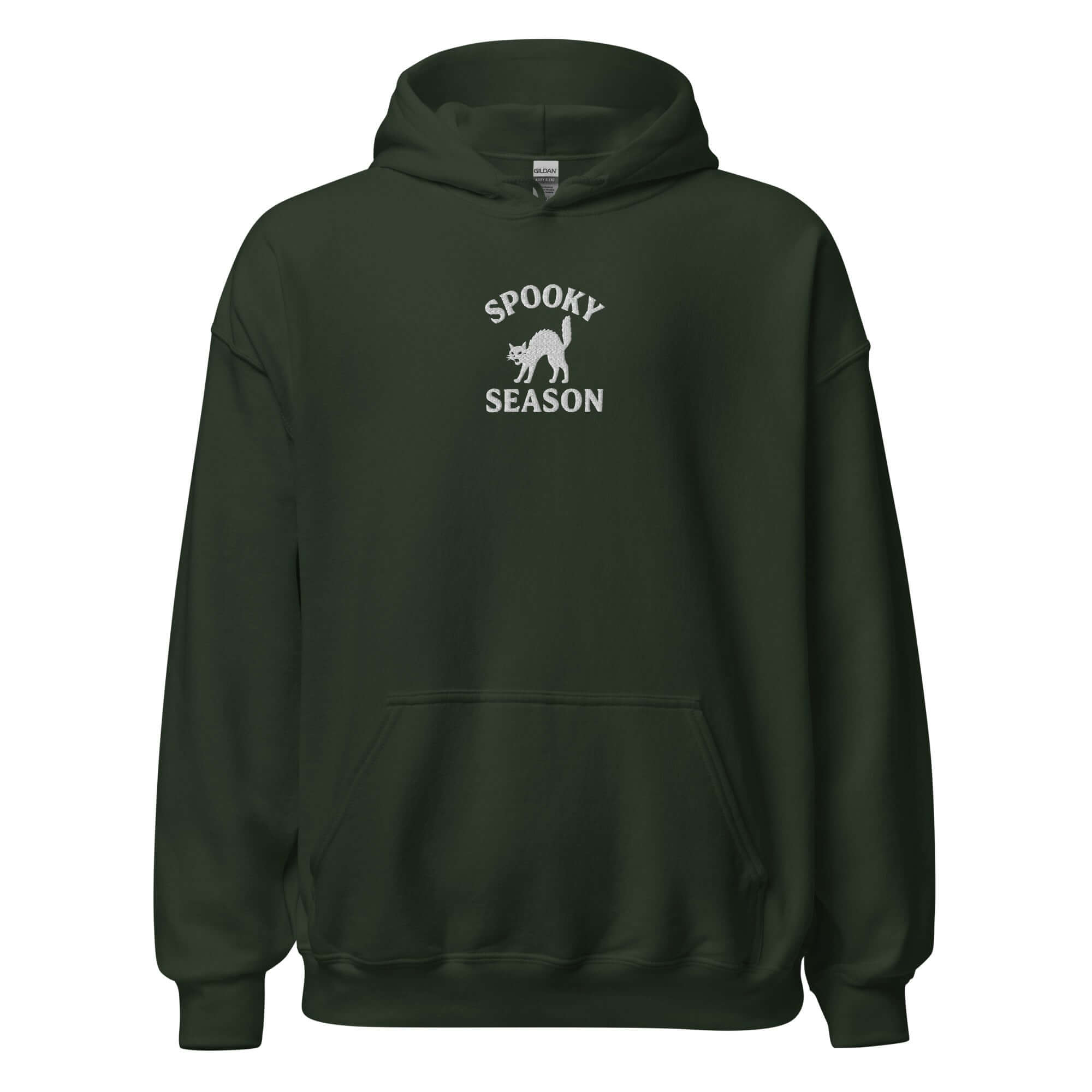 Spooky Season Hoodie – Embroidered Halloween Hoodie, Black Cat Gift