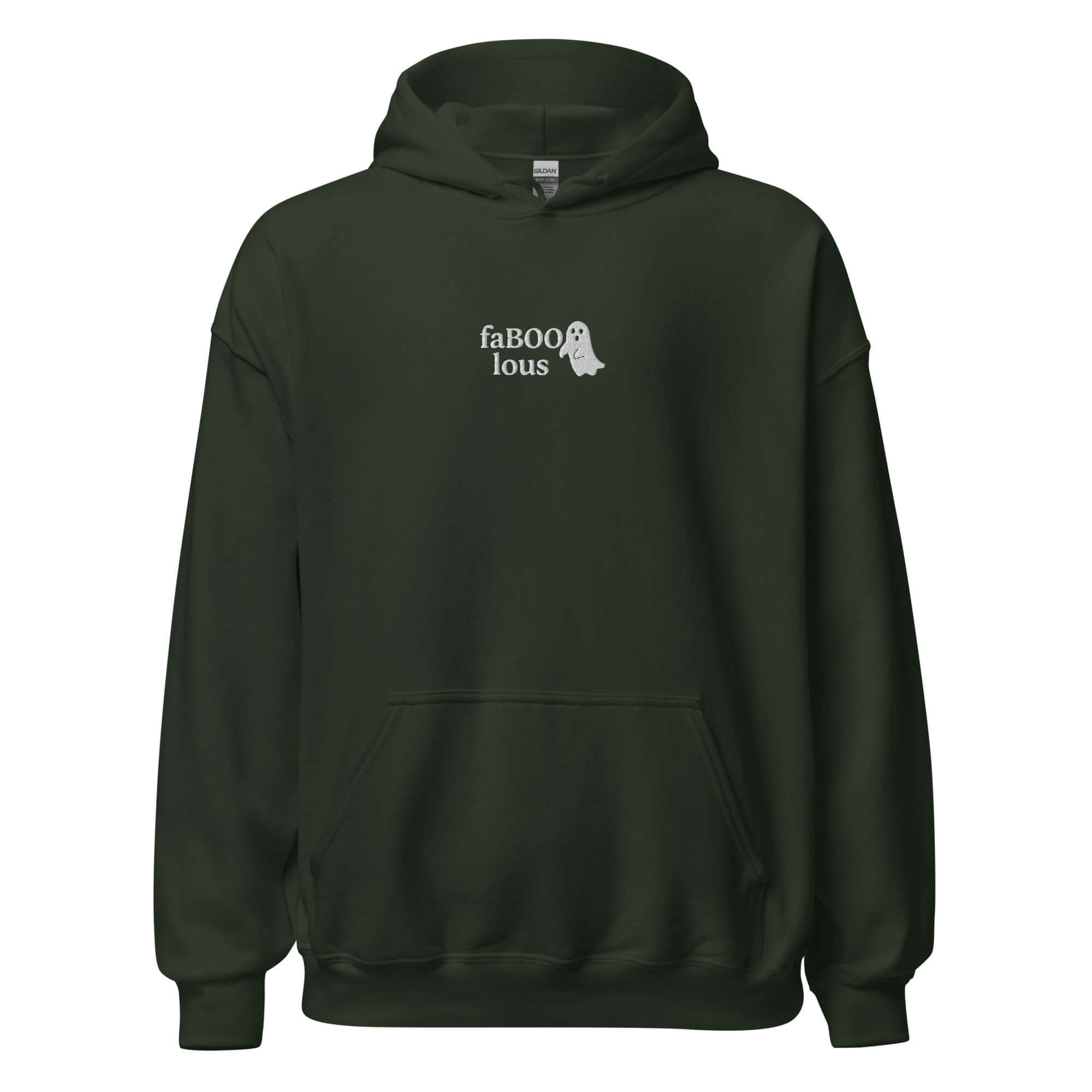 FaBOOlous Ghost Hoodie – Embroidered Halloween Hoodie, Spooky Season Gift