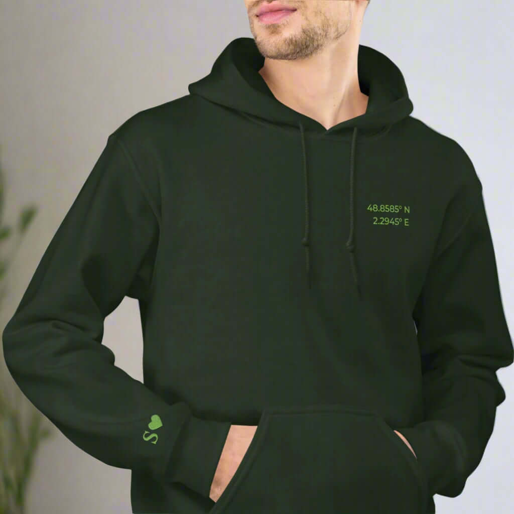 Coordinates Hoodie – Personalized Embroidered Hoodie, Meaningful Gift