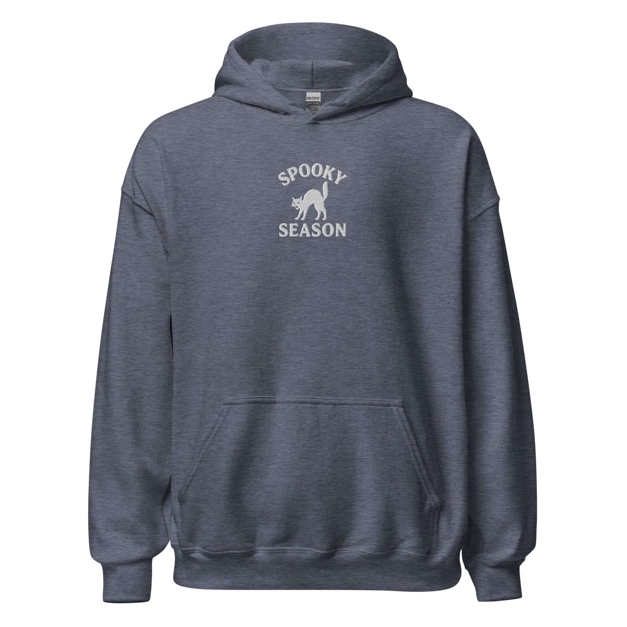 Spooky Season Hoodie – Embroidered Halloween Hoodie, Black Cat Gift