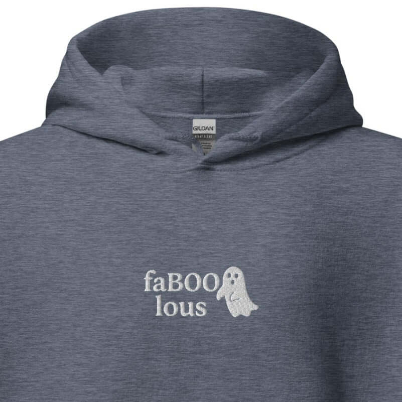 FaBOOlous Ghost Hoodie – Embroidered Halloween Hoodie, Spooky Season Gift