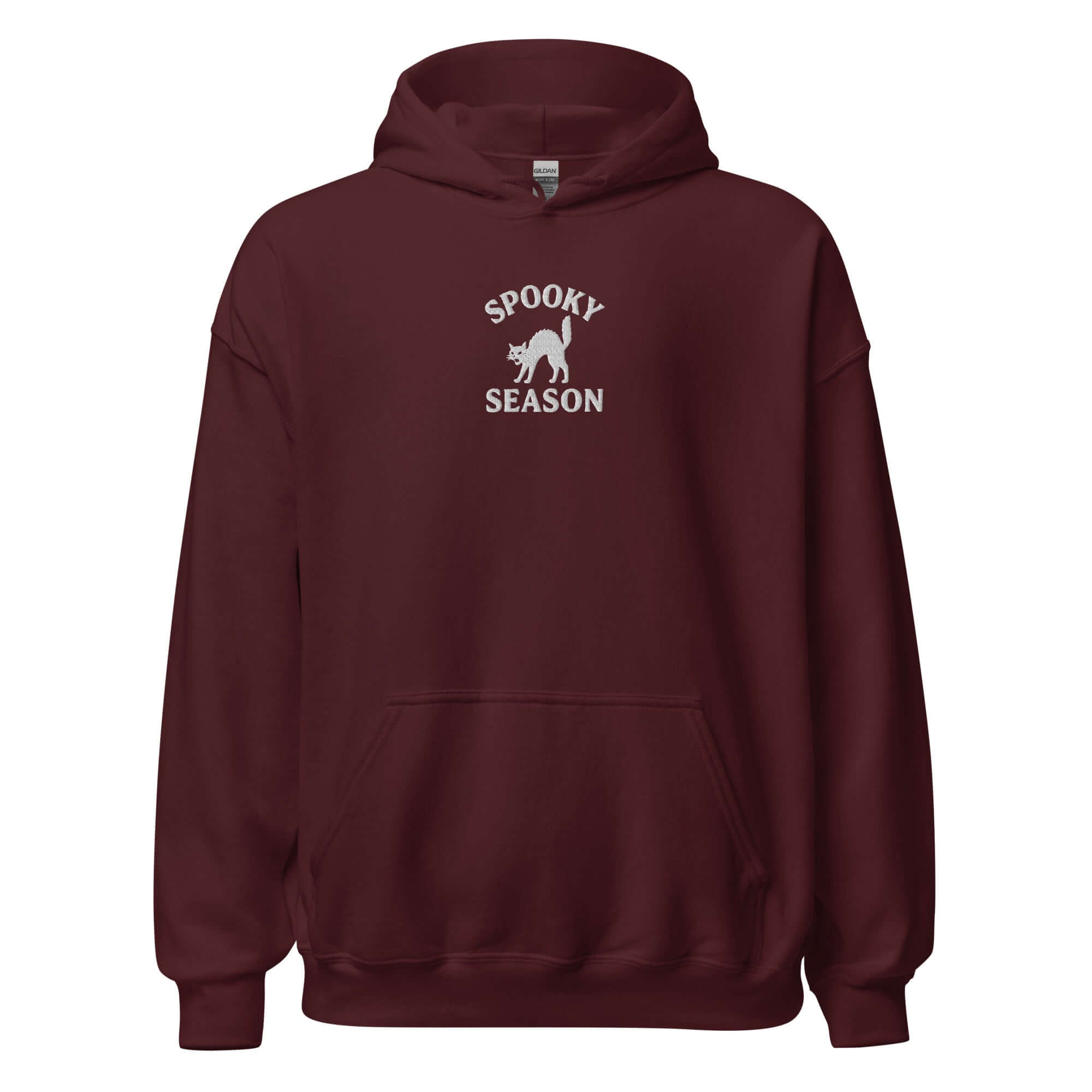 Spooky Season Hoodie – Embroidered Halloween Hoodie, Black Cat Gift