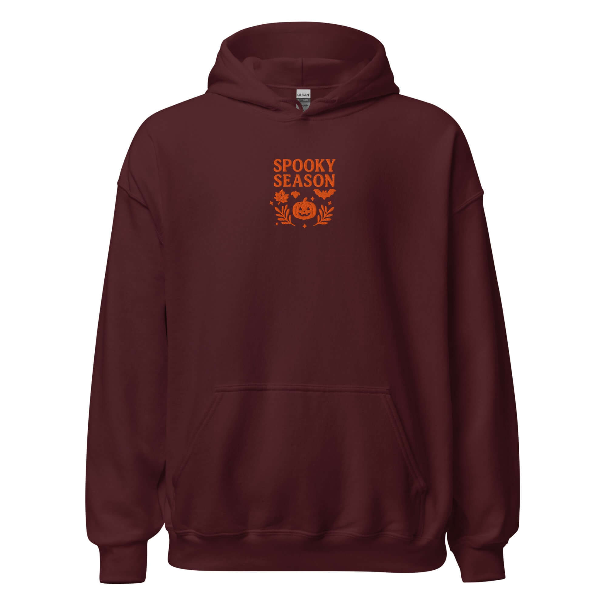Spooky Season Pumpkin & Bat Hoodie – Personalized Embroidered Hoodie, Halloween Fall Gift