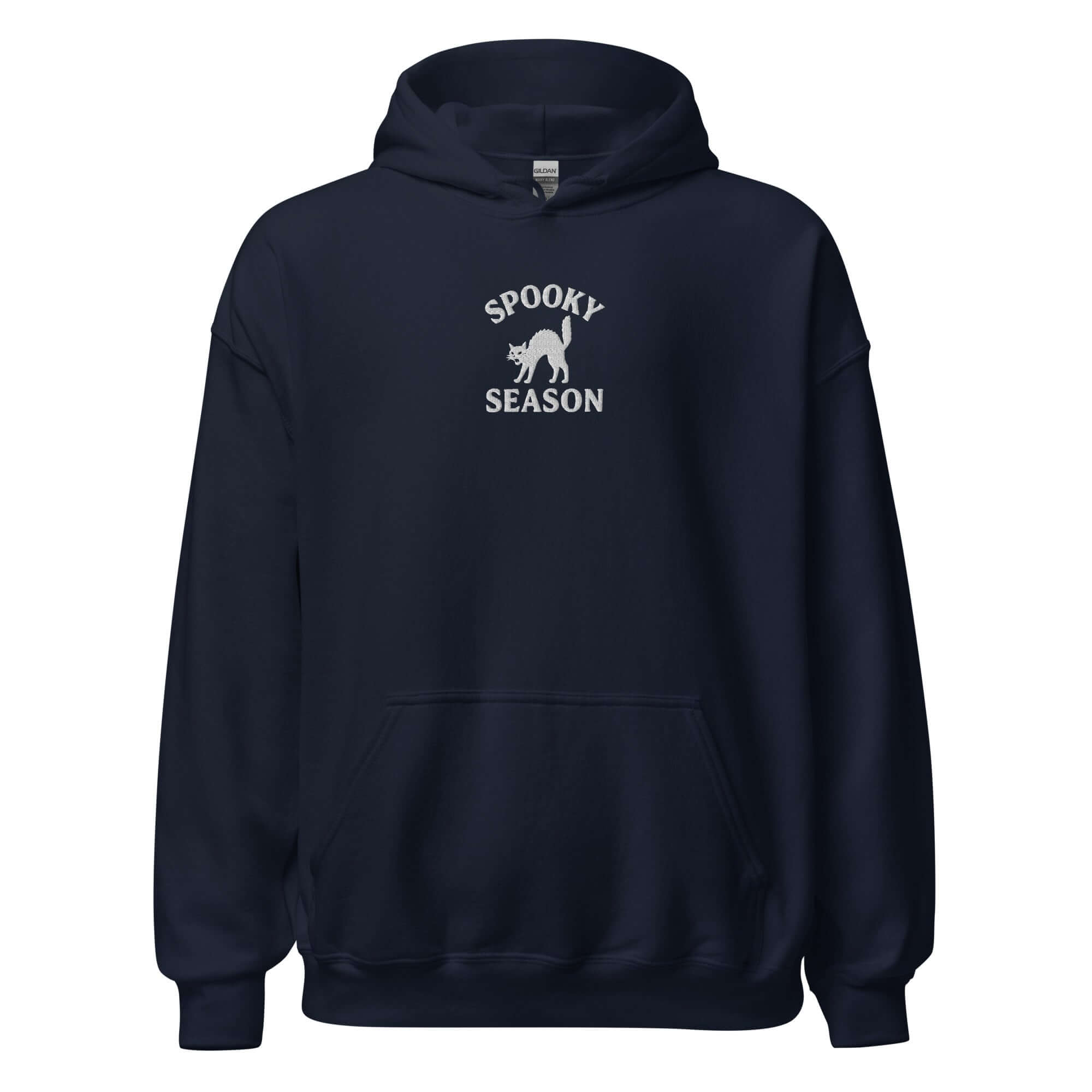 Spooky Season Hoodie – Embroidered Halloween Hoodie, Black Cat Gift