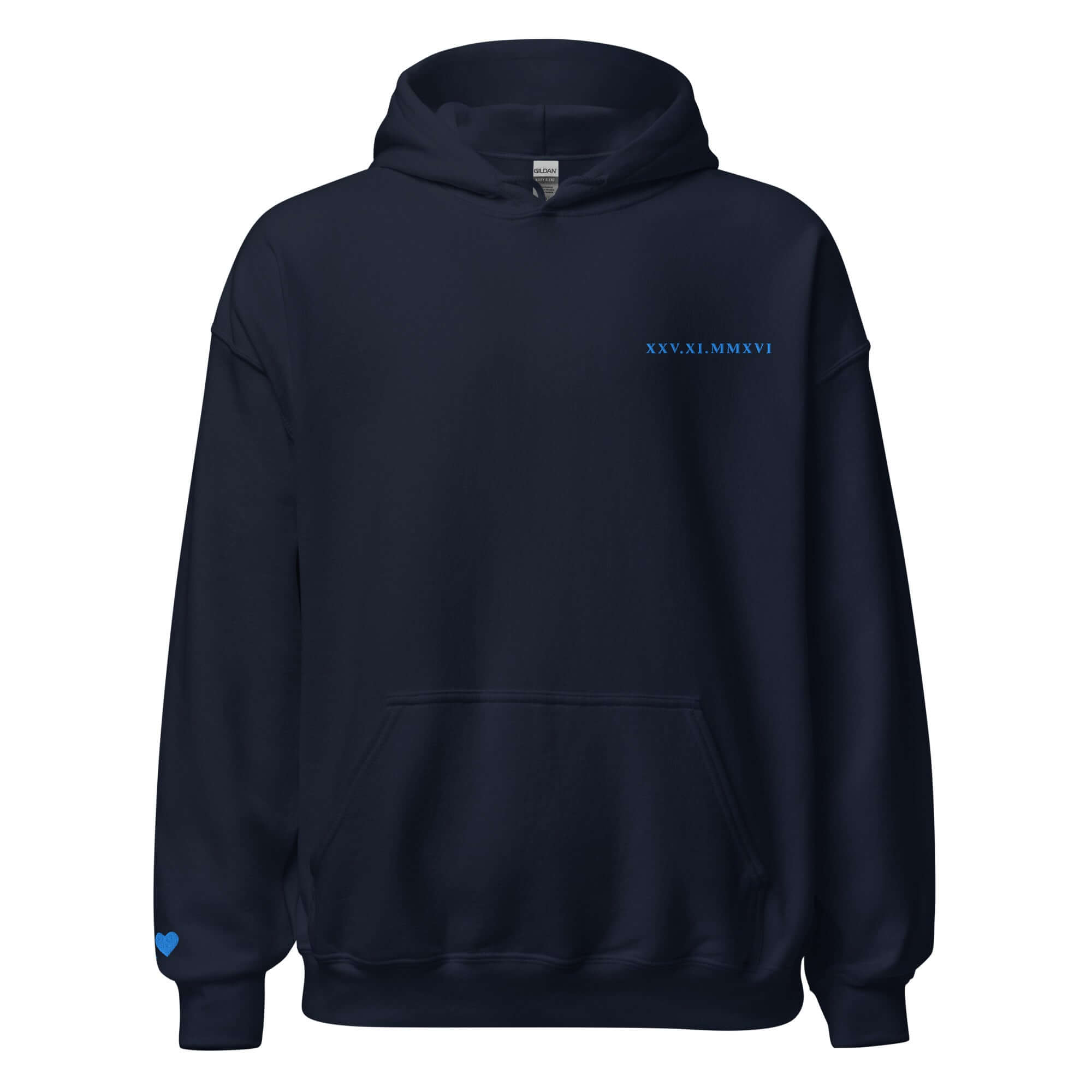 Roman Numeral Date Hoodie – Personalized Embroidered Hoodie, Couples or Friend Gift