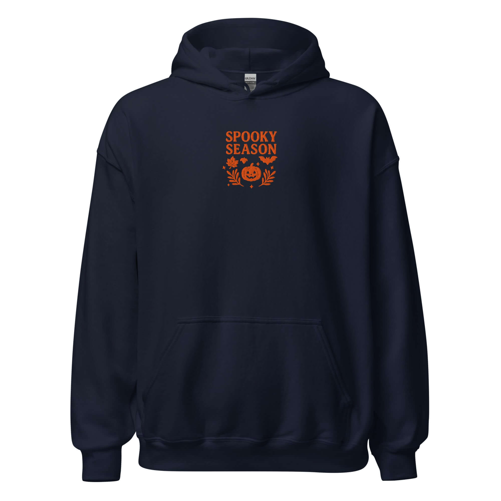 Spooky Season Pumpkin & Bat Hoodie – Personalized Embroidered Hoodie, Halloween Fall Gift