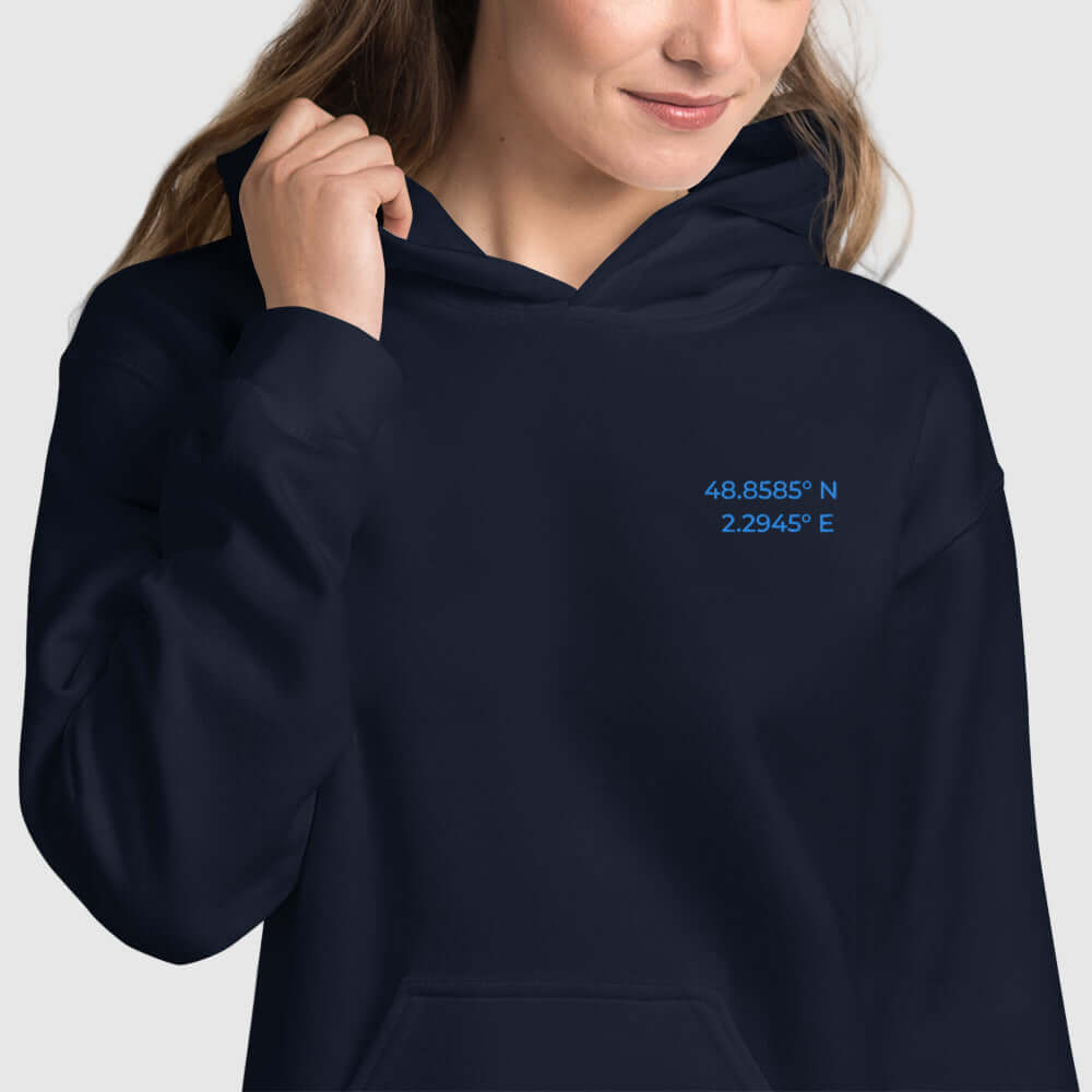 Coordinates Hoodie – Personalized Embroidered Hoodie, Meaningful Gift