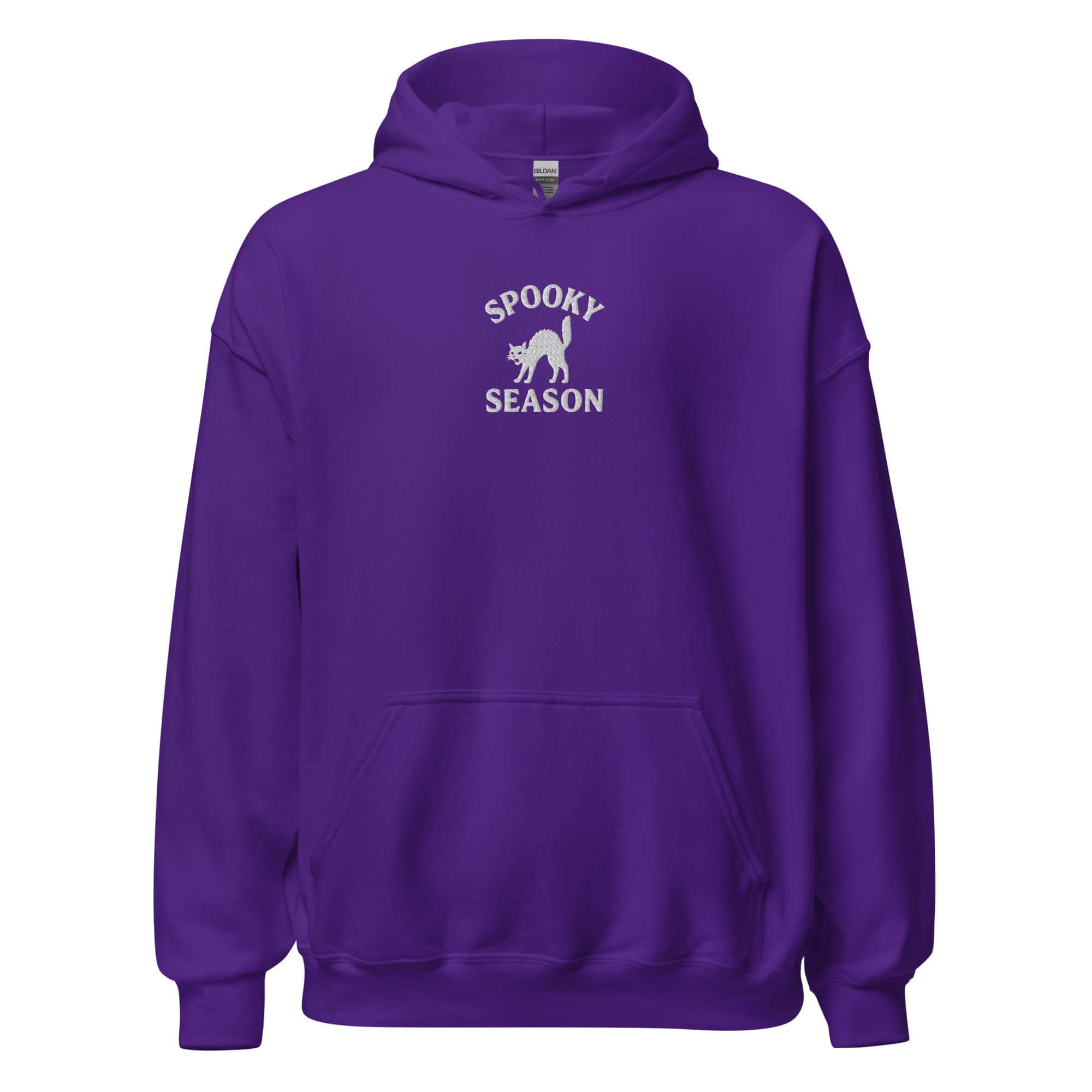 Spooky Season Hoodie – Embroidered Halloween Hoodie, Black Cat Gift