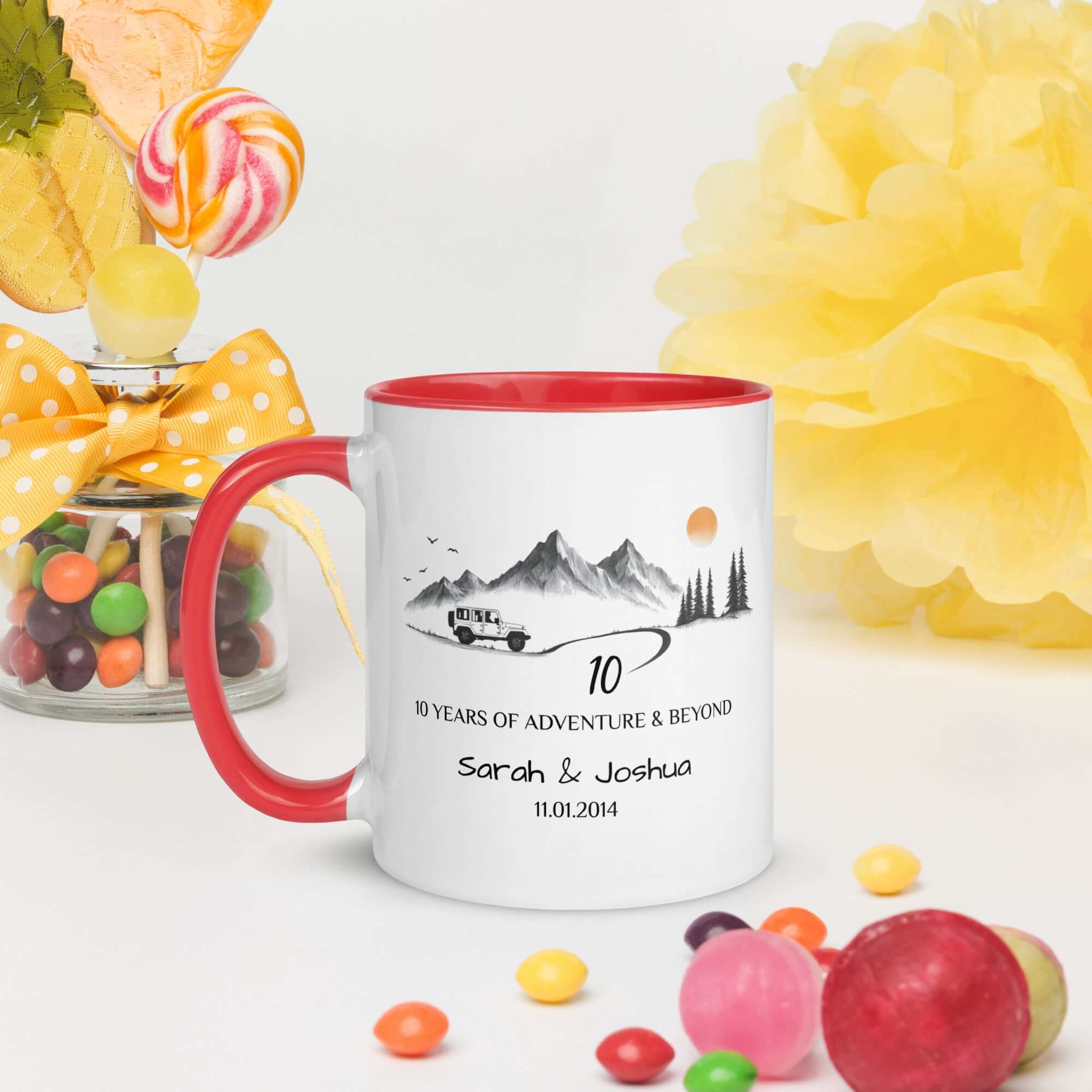 Personalized Anniversary Adventure Colored Mugs, 11oz, 15oz