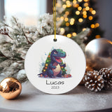 Personalized Child's First Christmas T-Rex Dinosaur Ornament