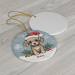 Personalized Cute Dog in a Santa Hat Ornament