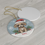 Personalized Cute Dog in a Santa Hat Ornament