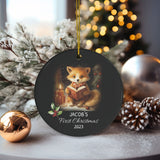 Personalized Fox On Christmas Eve Ornament