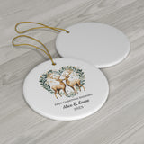 Personalized First Christmas Engaged Reindeers Ornament