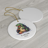 Personalized Child's First Christmas T-Rex Dinosaur Ornament