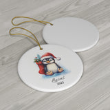 Personalized Cute Penguin In Santa Hat Ornament