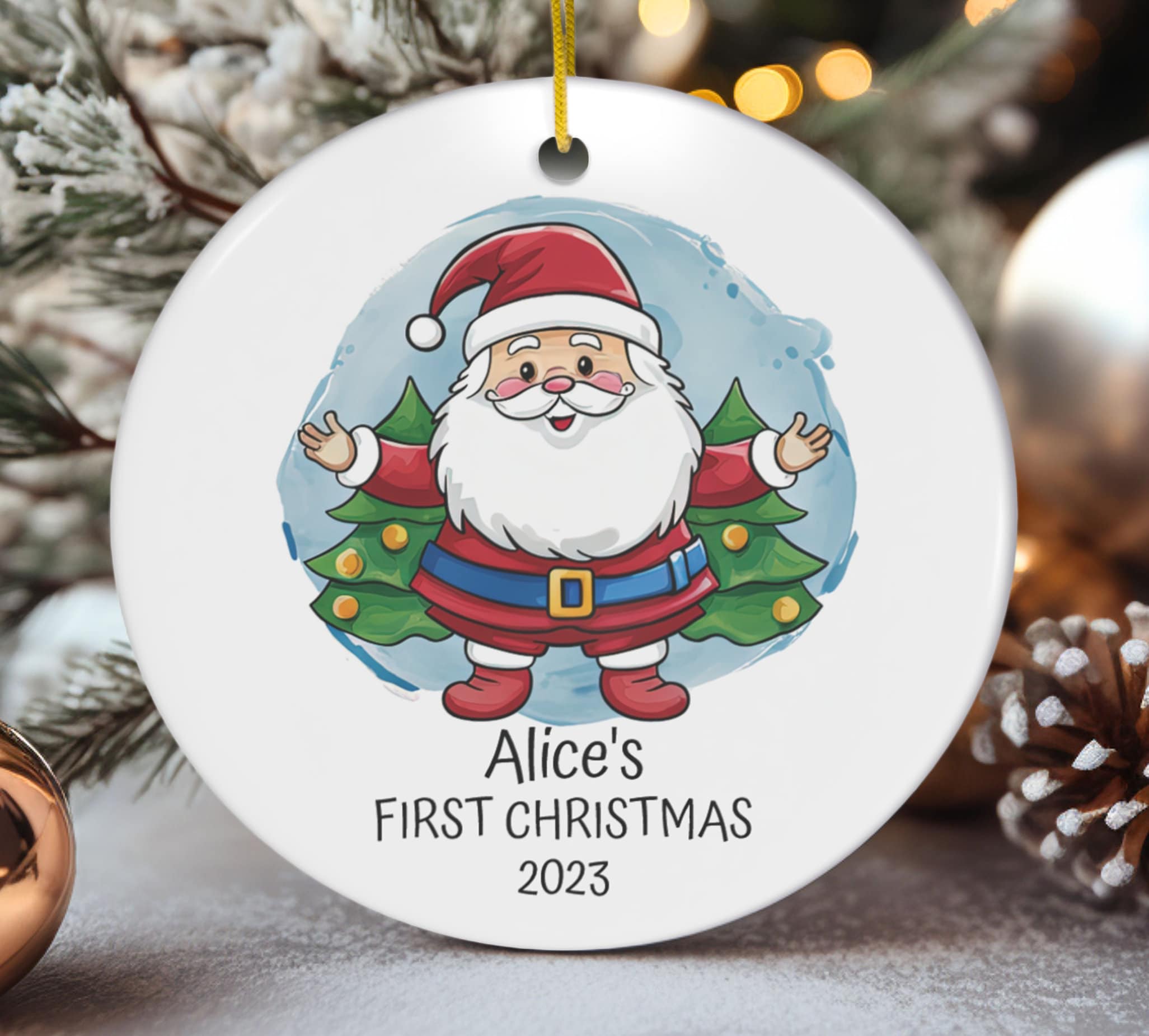 Personalized Child's First Christmas Santa Claus Ornament