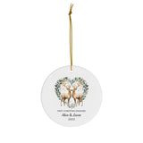 Personalized First Christmas Engaged Reindeers Ornament