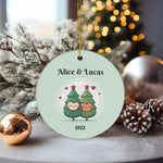 Personalized Cute Christmas Tree Couples Ornament