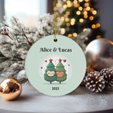 Personalized Cute Christmas Tree Couples Ornament