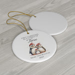 Personalized Family Of Three Family Penguins Ornament