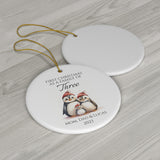 Personalized Family Of Three Family Penguins Ornament