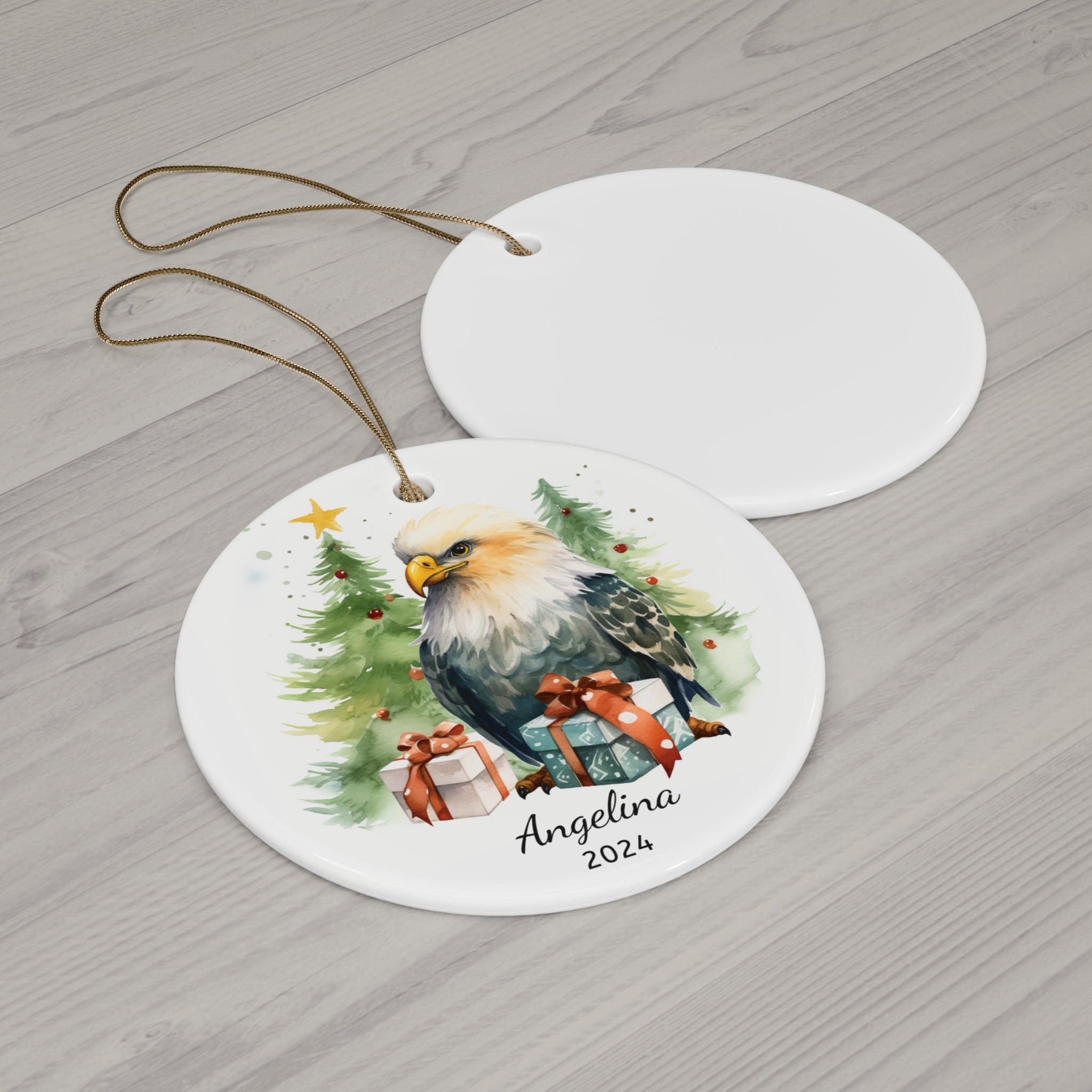 Personalized Bald Eagle Christmas Tree Ornament