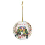 Personalized Lorikeet Parrots & Pink Flowers Ornament