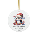 Personalized Peace Love Penguins Ornament