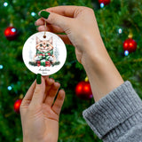 Personalized Festive Snowy Cat Ornament