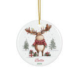 Personalized Moose with Christmas Light Ornament