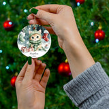 Personalized Christmas Eve Night Kitten Ornament