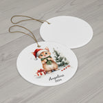 Personalized Cute Kitten with Christmas Tree Ornament