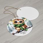 Personalized Owl with String Lights Ornament