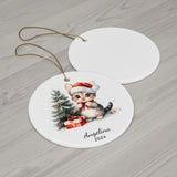 Personalized Kitten in Red Bow Tie Keepsake Ornament