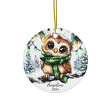 Personalized Owl with String Lights Ornament