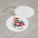 Personalized Santa Owl Christmas Ornament