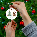 Personalized Brown Grizzly Bear Christmas Ornament