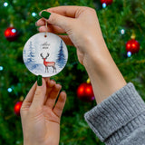 Personalised Reindeer In A Winter Forest Ornament