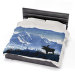 Moose & Mountains Velveteen Plush Blanket (3 Sizes)