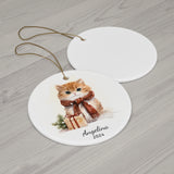 Personalized Cozy Kitten in Scarf Ornament