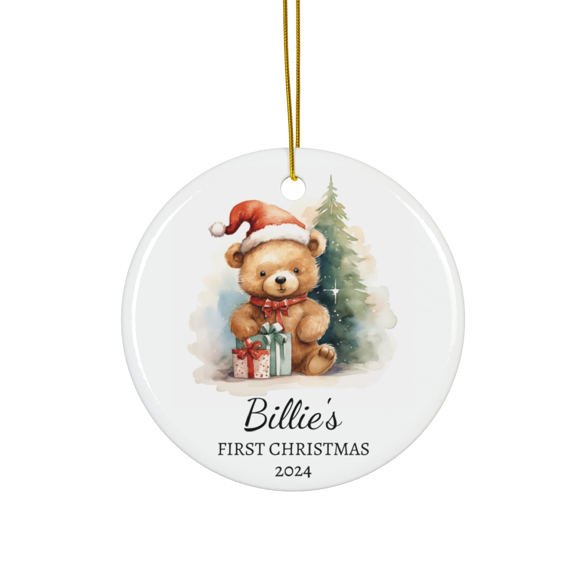 Personalized Bear & Wrapped Gifts Ornament