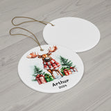 Personalized Cute Moose in a Scarf Ornament