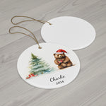 Personalized Brown Grizzly Bear Christmas Ornament