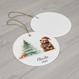 Personalized Brown Grizzly Bear Christmas Ornament